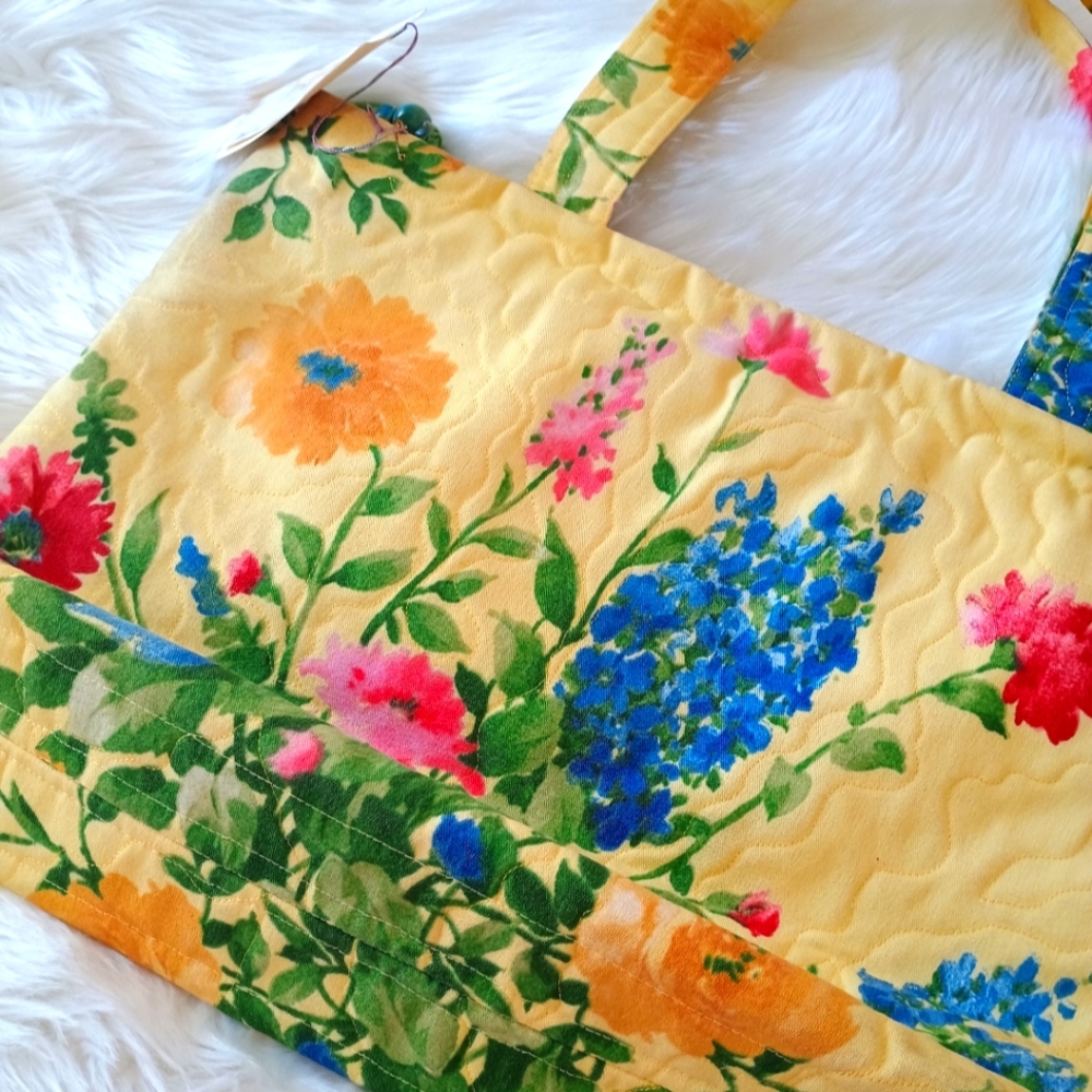 Floral Yellow Tote Bag